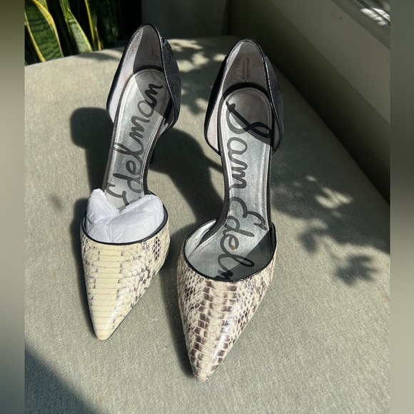 Sam Elderman Women’s Heels Size 8.5 Suede And Snakeskin - Picture 4 of 9